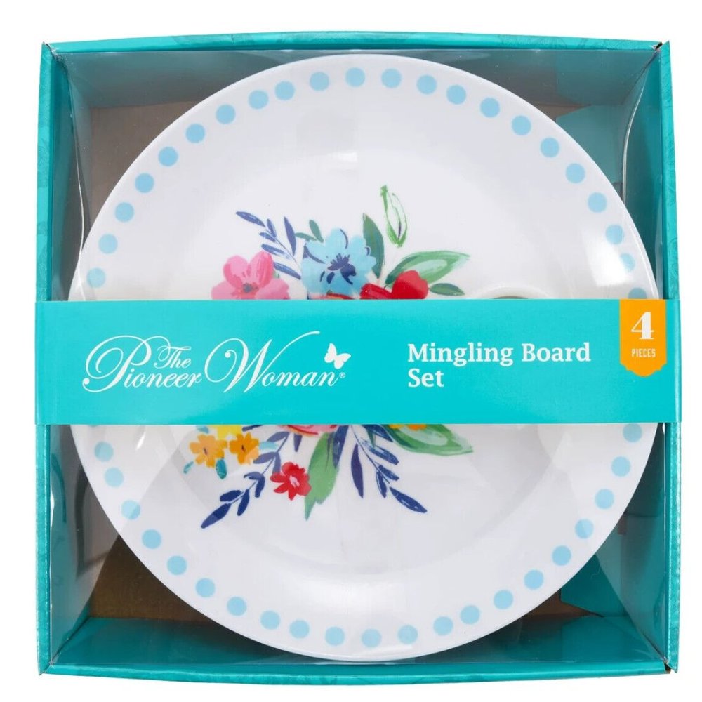 Pioneer Woman Floral Mingling Boards 4Pcs Tray Plates Wedding Birthday Party New